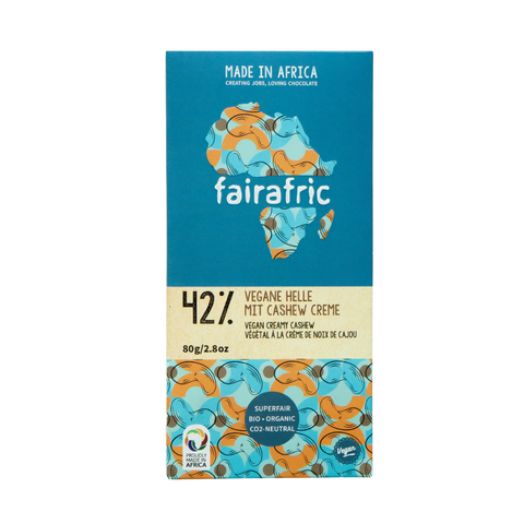 42% Creamy Cashew | vegane Helle Schokolade 80g Tafel