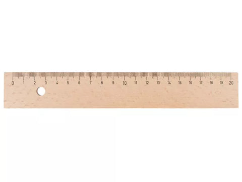 Holzlineal mit Metalleinlage 20 cm, aus Buche